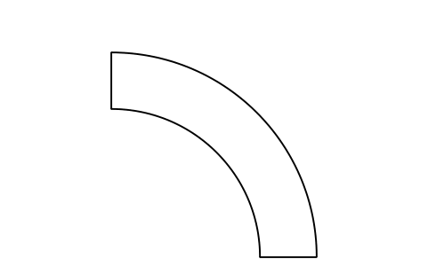 Vista previa del símbolo Baggage conveyor, 90 degree bend, bloque APT_BAG_BELT_CURVE