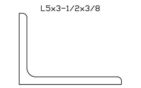Prévia do símbolo L5x3-1/2x3/8, bloco AISC_L5X3_1_2X3_8