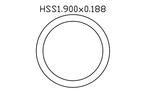 Prévia do símbolo HSS1.900x0.188, bloco AISC_HSS1_900X0_188