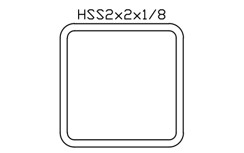 Prévia do símbolo HSS2x2x1/8, bloco AISC_HSS2X2X1_8