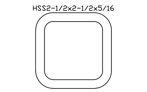 Prévia do símbolo HSS2-1/2x2-1/2x5/16, bloco AISC_HSS2_1_2X2_1_2X5_16