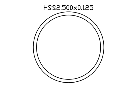 Prévia do símbolo HSS2.500x0.125, bloco AISC_HSS2_500X0_125
