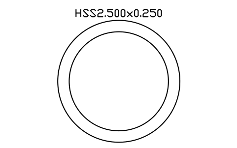 Prévia do símbolo HSS2.500x0.250, bloco AISC_HSS2_500X0_250