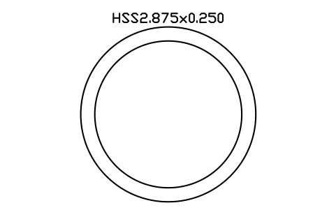 Prévia do símbolo HSS2.875x0.250, bloco AISC_HSS2_875X0_250