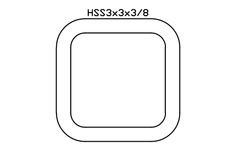Prévia do símbolo HSS3x3x3/8, bloco AISC_HSS3X3X3_8