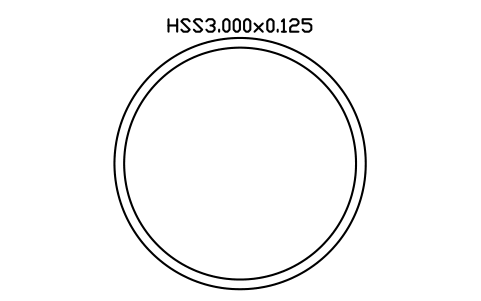 Prévia do símbolo HSS3.000x0.125, bloco AISC_HSS3_000X0_125
