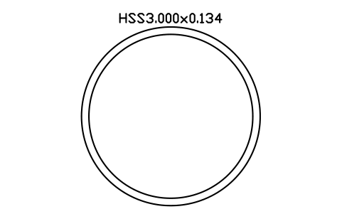 Prévia do símbolo HSS3.000x0.134, bloco AISC_HSS3_000X0_134
