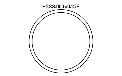Prévia do símbolo HSS3.000x0.152, bloco AISC_HSS3_000X0_152