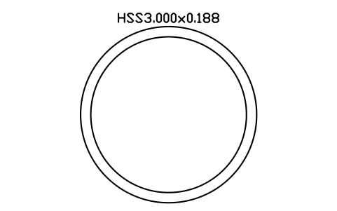 Prévia do símbolo HSS3.000x0.188, bloco AISC_HSS3_000X0_188