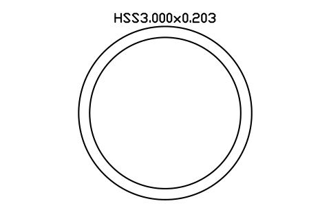 Prévia do símbolo HSS3.000x0.203, bloco AISC_HSS3_000X0_203