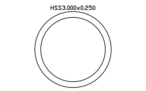 Prévia do símbolo HSS3.000x0.250, bloco AISC_HSS3_000X0_250