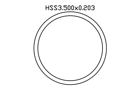 Prévia do símbolo HSS3.500x0.203, bloco AISC_HSS3_500X0_203