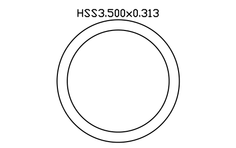 Prévia do símbolo HSS3.500x0.313, bloco AISC_HSS3_500X0_313