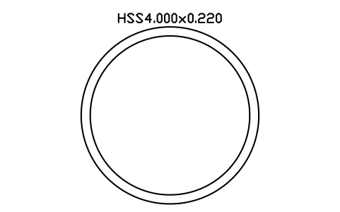 Prévia do símbolo HSS4.000x0.220, bloco AISC_HSS4_000X0_220