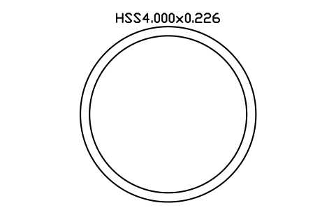Prévia do símbolo HSS4.000x0.226, bloco AISC_HSS4_000X0_226