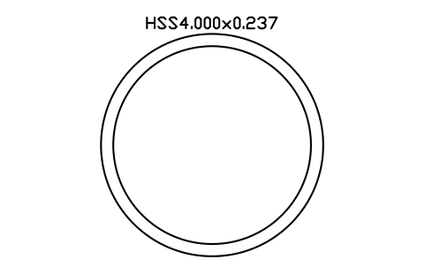Prévia do símbolo HSS4.000x0.237, bloco AISC_HSS4_000X0_237