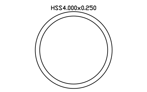 Prévia do símbolo HSS4.000x0.250, bloco AISC_HSS4_000X0_250