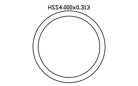 Prévia do símbolo HSS4.000x0.313, bloco AISC_HSS4_000X0_313