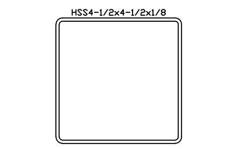 Prévia do símbolo HSS4-1/2x4-1/2x1/8, bloco AISC_HSS4_1_2X4_1_2X1_8