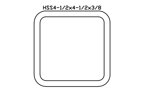 Prévia do símbolo HSS4-1/2x4-1/2x3/8, bloco AISC_HSS4_1_2X4_1_2X3_8