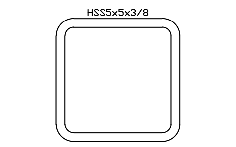 Prévia do símbolo HSS5x5x3/8, bloco AISC_HSS5X5X3_8