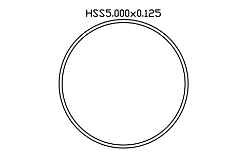 Prévia do símbolo HSS5.000x0.125, bloco AISC_HSS5_000X0_125