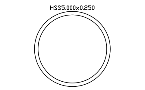 Prévia do símbolo HSS5.000x0.250, bloco AISC_HSS5_000X0_250