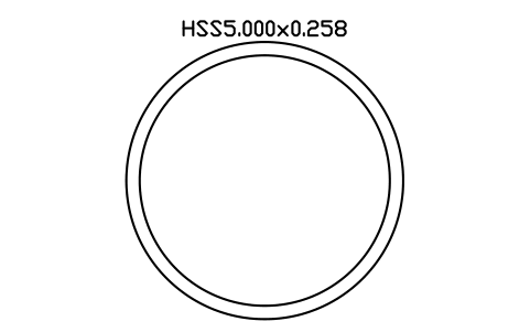 Prévia do símbolo HSS5.000x0.258, bloco AISC_HSS5_000X0_258