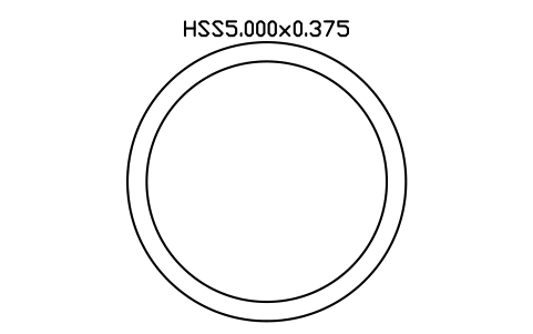 Prévia do símbolo HSS5.000x0.375, bloco AISC_HSS5_000X0_375