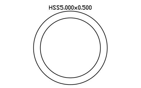 Prévia do símbolo HSS5.000x0.500, bloco AISC_HSS5_000X0_500