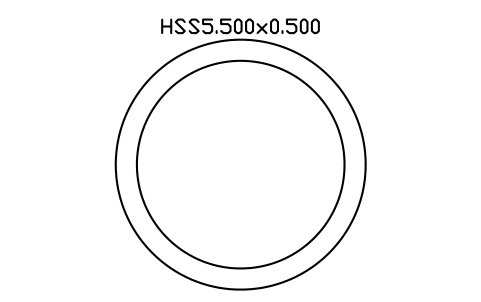 Prévia do símbolo HSS5.500x0.500, bloco AISC_HSS5_500X0_500