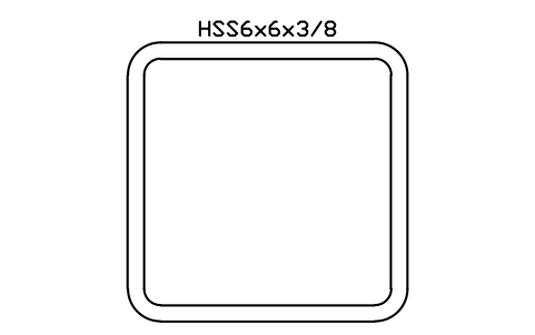 Prévia do símbolo HSS6x6x3/8, bloco AISC_HSS6X6X3_8