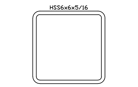 Prévia do símbolo HSS6x6x5/16, bloco AISC_HSS6X6X5_16