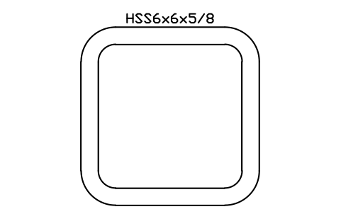Prévia do símbolo HSS6x6x5/8, bloco AISC_HSS6X6X5_8
