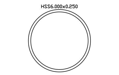 Prévia do símbolo HSS6.000x0.250, bloco AISC_HSS6_000X0_250