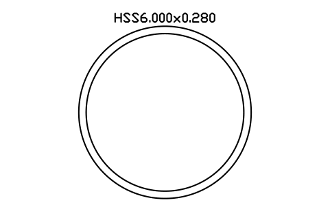 Prévia do símbolo HSS6.000x0.280, bloco AISC_HSS6_000X0_280