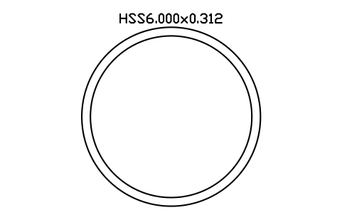 Prévia do símbolo HSS6.000x0.312, bloco AISC_HSS6_000X0_312