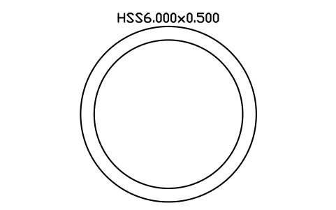 Prévia do símbolo HSS6.000x0.500, bloco AISC_HSS6_000X0_500