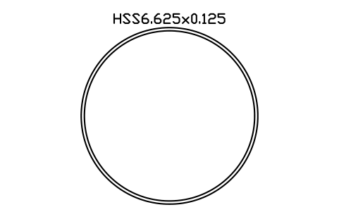Prévia do símbolo HSS6.625x0.125, bloco AISC_HSS6_625X0_125