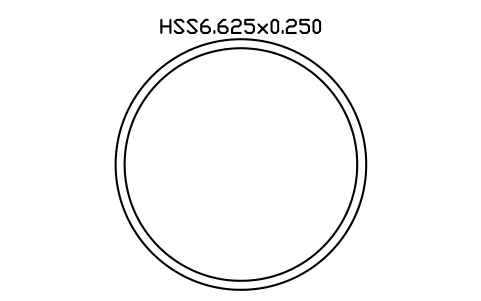 Prévia do símbolo HSS6.625x0.250, bloco AISC_HSS6_625X0_250