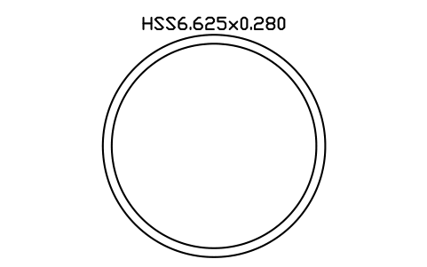 Prévia do símbolo HSS6.625x0.280, bloco AISC_HSS6_625X0_280