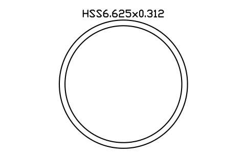 Prévia do símbolo HSS6.625x0.312, bloco AISC_HSS6_625X0_312