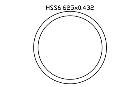 Prévia do símbolo HSS6.625x0.432, bloco AISC_HSS6_625X0_432