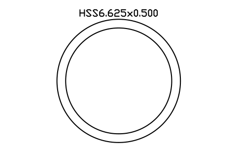 Prévia do símbolo HSS6.625x0.500, bloco AISC_HSS6_625X0_500