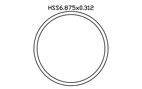Prévia do símbolo HSS6.875x0.312, bloco AISC_HSS6_875X0_312