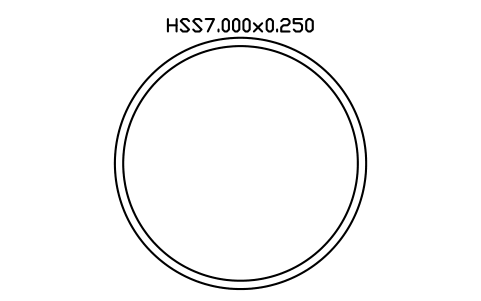 Prévia do símbolo HSS7.000x0.250, bloco AISC_HSS7_000X0_250