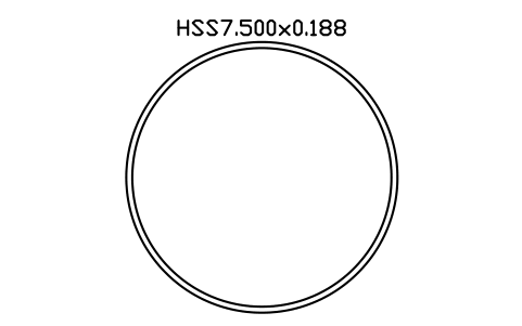 Prévia do símbolo HSS7.500x0.188, bloco AISC_HSS7_500X0_188