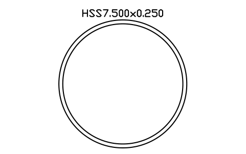 Prévia do símbolo HSS7.500x0.250, bloco AISC_HSS7_500X0_250