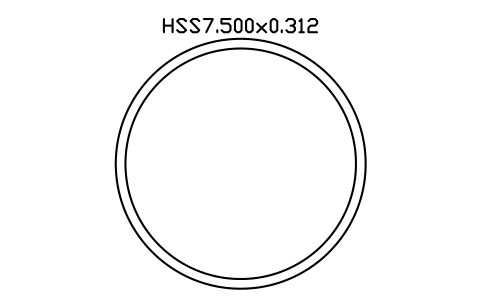 Prévia do símbolo HSS7.500x0.312, bloco AISC_HSS7_500X0_312