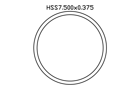 Prévia do símbolo HSS7.500x0.375, bloco AISC_HSS7_500X0_375